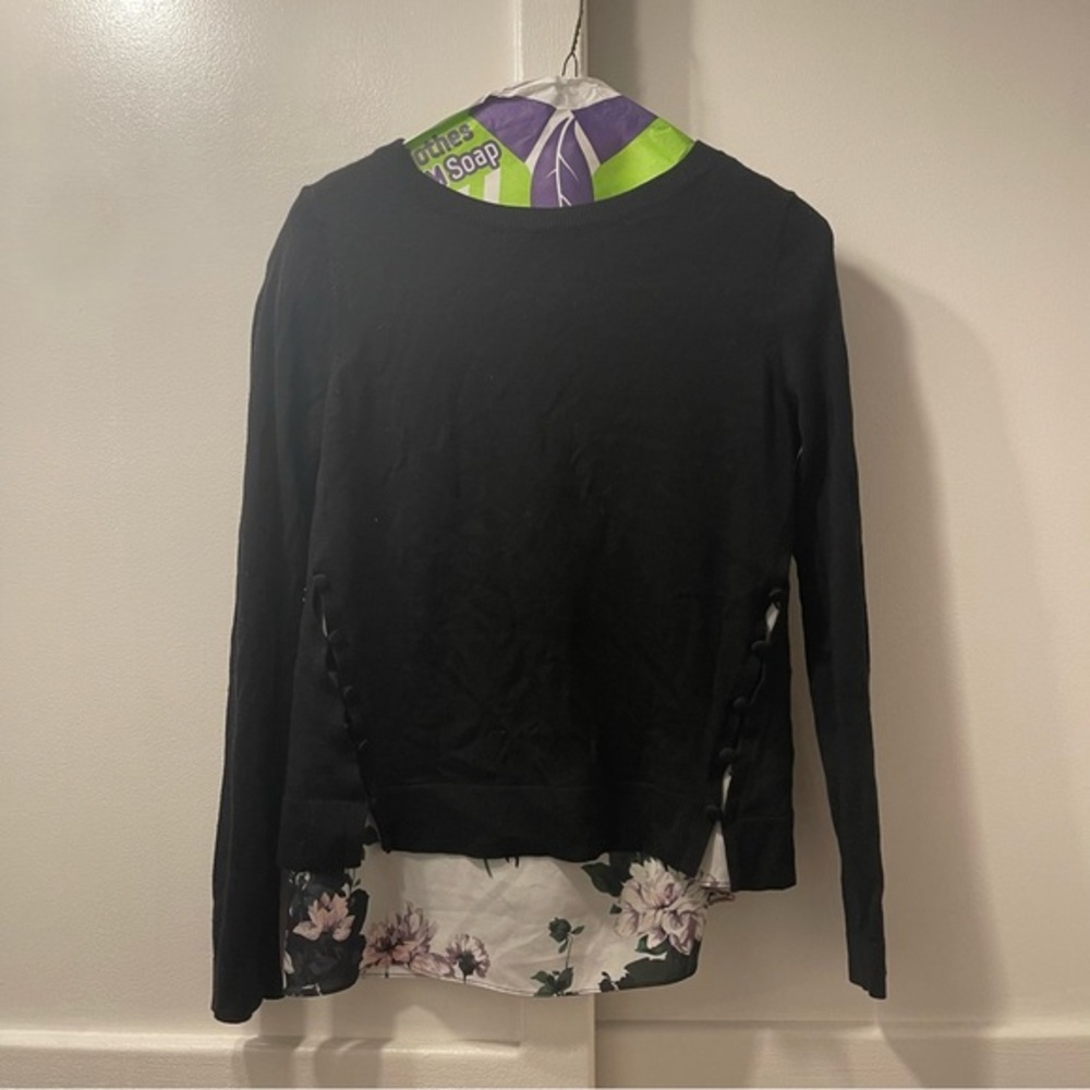 Club Monaco black floral sweater